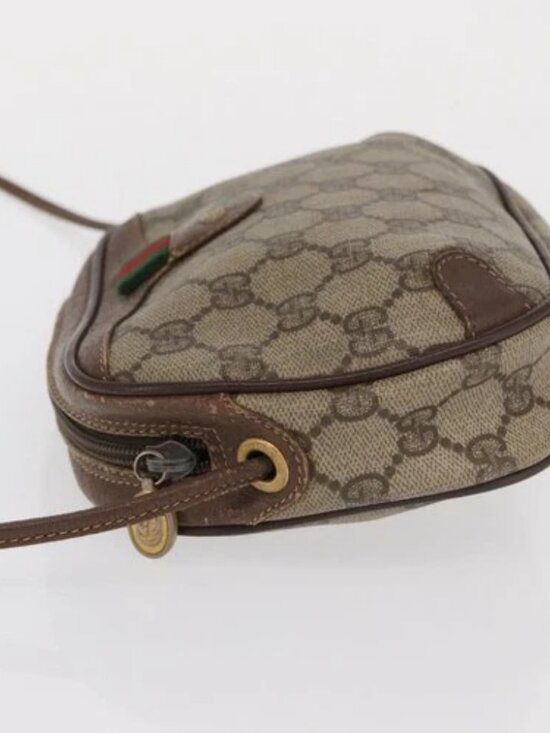 GUCCI GG Supreme Web Sherry Line Bag PVC Beige Gold 156 02 066 Auth BA10344 - Picture 5 of 15